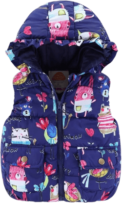 Mud Kingdom Cute Little Girls Vests Outerwear with Hood Animal 4T Navy Blue Animals Print