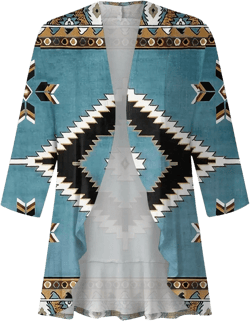 Cardigan Sweater for Womens Casual Duster Retro Print Jackets 3/4 Sleeve Blouse Tops Coat Lightweight Cardigans