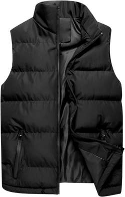 ZHUER Men's Winter Padded Puffer Vest Outdoor Stand Collar Sleeveless Jacket Warm Casual Work Travel Quilted Waistcoat Unisex Large C- Black