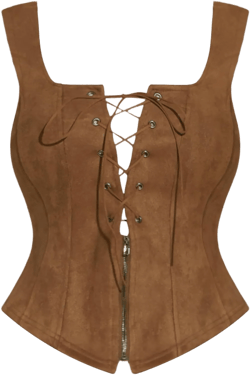 Allegra K Renaissance Corset for Women's Faux Suede Vintage Sleeveless Lace Up Waistcoat Vests Small Brown