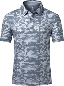 MoFiz Men's Camo Polo Golf Shirt Hiking Dry Fit Short Sleeve T-Shirts Pique Collared Polo Jersey XX-Large Grey Camo