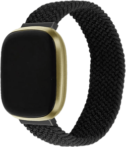Compatible with Fitbit Versa 3 Bands/Fitbit Sense Bands,Soft Breathable Nylon Strap Weave Sport Replacement Wristband for Women Men for Versa 3/Versa Sense - Large ,Black