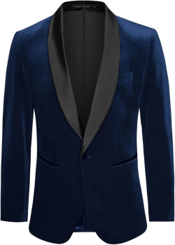 GRACE KARIN Mens Velvet Blazer One Button Shawl Lapel Slim Fit Suit Jacket Sport Coat Dinner Party Prom Wedding Tuxedo Navy Blue Small