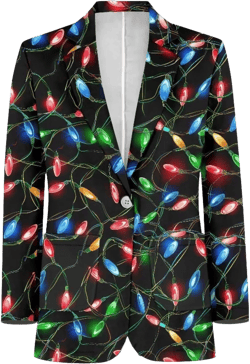 Women Blazer Jackets Boyfriend Open Front Lapel Collar Business Work Office Suit Jackets Long Sleeve Suit Coat Small Christmas Colorful Lights