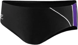 Speedo Men's Endurance+ Mercury Splice Brief Swimsuit, Black/Purple, Size 28