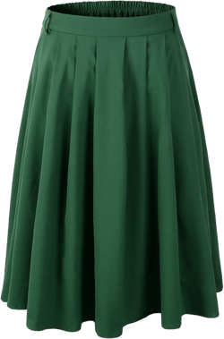 Womens A-line Flared Pleated Knee Length Skirt 1950s Vintage Rockabilly Swing 16 Green
