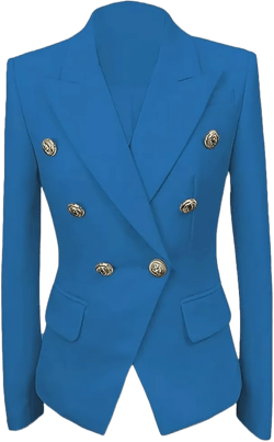 Womens Open Front Coat with Long Sleeves Double Breasted Casual Blazer Notch Lapel Business Jacket Large Blue