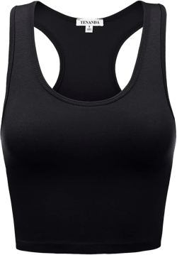 Premium Cotton Breathable Basic Sleeveless Racerback Crop Tank Top 1X Black
