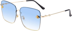 Dollger Trendy Oversized Square Sunglasses for Women Gradient Lens Big Metal Frame Retro Pink Sunglasses UV400 Protection A3:gradient Blue