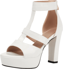 Roimaash Fashion Open Toe Booties for Women Platform Denim Heels 7 211 White