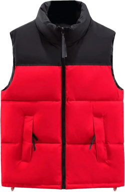 Men's Padded Stand Collar Vest Winter Outerwear Outdoor Quilted Vest Casual Color Block Warm Sleeveless Jacket 5X-Large Red