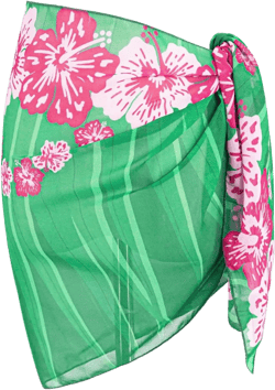 Girls Green Floral Chiffon Sarong Swimsuit Cover Up - Beach Wrap Bathing Suit CoverUp,One Size Fushcia Hula Skirt-chain