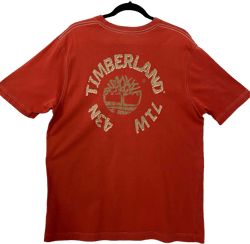 Timberland Clay Brown Back Graphic Cotton Tee Shirt Size M