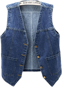 Jegsnoe Spring Summer Women Denim Vest Casual Sleeveless Coat Fashion Slim Waistcoat Small Blue