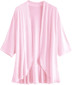 CASURESS Women's Casual Lightweight Open Front Cardigans Soft Draped Ruffles 3/4 Sleeve Cardigan Medium Pink