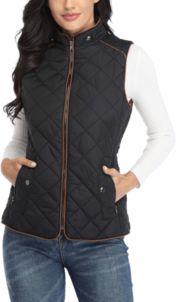 MISS MOLY Women Lightweight Quilted Padded Vest Stand Collar Zip Up Front Gilet Quilted