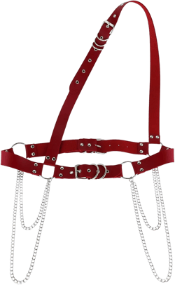 eYLun Women's Waist Belt Punk Rock Leather Body Straps Harness Belt Adjustable Rock Chain Leather Belt Red