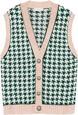 Houndstooth Vest Cardigan