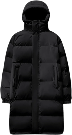 Long Puffer Jacket Men Hooded Down Coat Quilted Insulated Jacket Windproof Winter Coat Warm Overcoat Thicken Coat Black X-Large