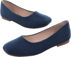 Hee grand Square Toe Ballet Flats for Women Rhinestones Chains Black Suede Dress Shoes Comfort Slip-On Loafers 5 B-blue