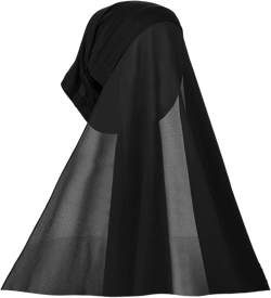 Chiffon Instant Hijab for Women Muslim Under Scarf Tube Cap with Veil Fashion Islam Solid Color Headscarf Turban Wrap Black