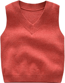 PTPUKE Baby Boys Girls V Neck Comfort Knitted Sleeveless Pullover Sweater Vest 1T Orange Red