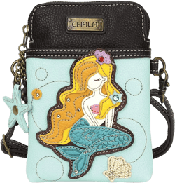 CHALA Cell Phone Crossbody Purse-Women PU Leather/Canvas Multicolor Handbag with Adjustable Strap Mermaid a - Blue