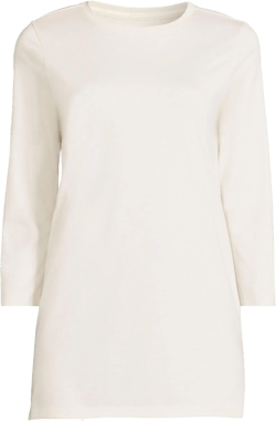 Lands' End Women's 3/4 Sleeve Supima Cotton Crewneck Tunic Medium Fresh Ivory