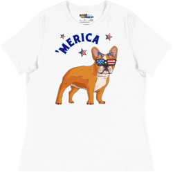 'Merica Female French Bulldog Women's Tee | Red & White Colored