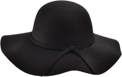 VASANA Black Wide Brim Floppy Felt Hat Bowler Fedora Hat Fashion Foldable Womens Autumn Winter Hat for Party or Daily Use