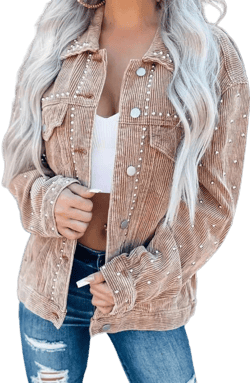 Studded Collared Neck Button Down Jacket