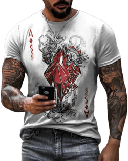 Fashion Playing Cards Lattice Square 3D Print Men's T-Shirts