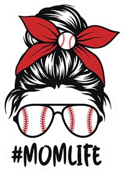 #Momlife-Baseball-Messy BUN-Sports-BOY,Girl,Woman,DAD-American Flag-Sunglasses-Vinyl Decal Stickers-CAR,Truck,Van,SUV,Window,Wall,Cup,Laptop-Two 5 INCH Decals-(2PACK)-S10013