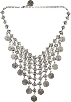 ABJFJE Retro Ethnic Coins Charming Statement Necklace Summer Bohemian Exaggerated Pendant Necklaces Fashion Jewelry for Women Costume Gift Silver B