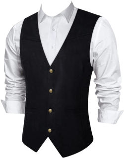 Hgvcfcv Men's Suede Leather Vest Vintage Sleeveless Jacket Slim Fit Western Wedding Waistcoat With Pocket Sleeveless Jacket