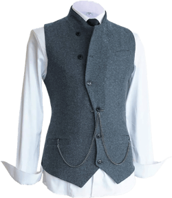 Men's Formal Suit Vest High Neck Slim Fit Tweed Waistcoat Herringbone Wool Wedding Vest 3X-Large Light Navy