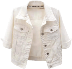 Hularka Women's Denim Jacket Button Down 3/4 Sleeve Crop Jean Jackets Coat With Pockets 3X-Large White