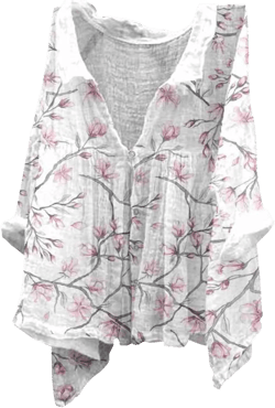 Women's Casual Solid Cotton Linen Shirts Cute Floral Butterfly Print Workout Tops Oversized Single Button Long Sleeve P1-b-beige Large
