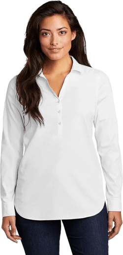 Port Authority Women's City Stretch Long Sleeve Tunic Shirt 4X-Large White
