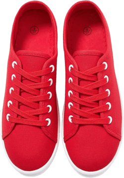Shupua Women's Casual Canvas Sneakers, White, Lace Up Flats