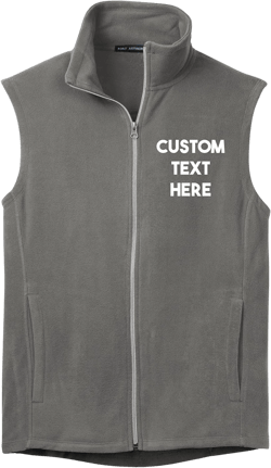 INK STITCH Men Custom Stitching Text Super Soft Light Weight Microfleece Vests - Multicolors XX-Large Pearl Grey