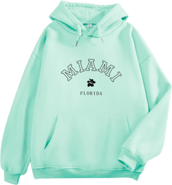 Bobeutou Oversized Letter Graphic Print Hoodies for Women Miami Florida Sweatshirt Preppy Trendy Fleece Pocket Pullover Top