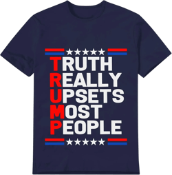 DCF Unisex Graphic Tee Trump-Upsets Print Casual T-Shirt XX-Large Navy Blue