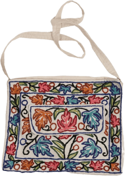Pure Cotton Hand Embroidered Tote Handbag for Women - Boho Ethnic Shoulder Bag - Gorgeous Colorful Flower Aari Embroidery – Hobo Crossbody Stylish Purse - Gift for Ladies Girls