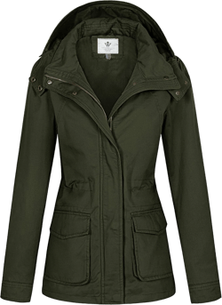 WenVen Women's Anorak Military Jacket Lightweight Casual Cotton Coat with Hood