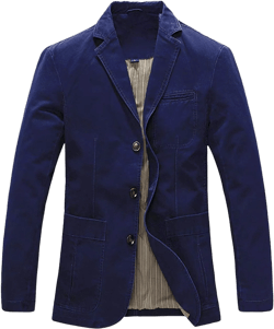 ebossy Men's Casual Notched Lapel Collar 3-Button Blazer Lightweight Sporty Cotton Suit Jacket Coat XX-Large Navy