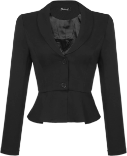 Allegra K Cropped Blazer for Women's Work Lapel Collar Long Sleeve Peplum Ruffles Office Suit Jacket X-Small Black