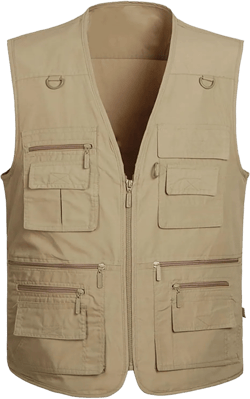 Generic Men's Utility Vest Fishing Safari Vest Summer Travel Vest with Zipper Travel Photo Cargo Vest Jacket Multi Pockets 6X-Large A-yellow