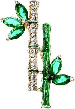 Fashion Rhinestone Flower Brooches Pins Cute Pearl Crystal Floral Lapel Pin Brooch Costume Decorate Jewelry for Women Gril Gift Green Bamboo