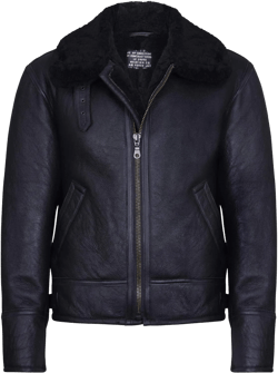 Men's B3 'Air Force' Real Shearling Sheepskin Aviator Pilot Flying Jacket 3X-Large Black